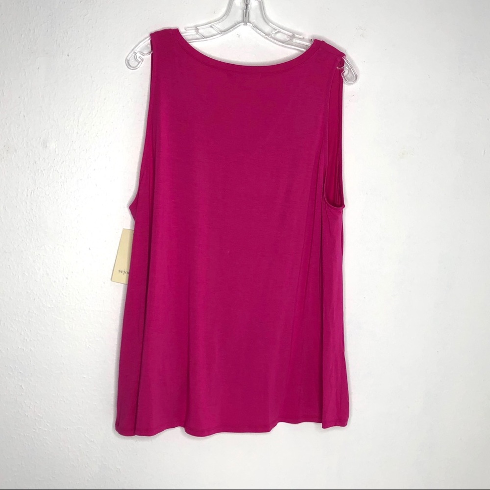 Sejour Pink Berry Knot Hem Sleeveless Top 2X NWT - Picture 2 of 6